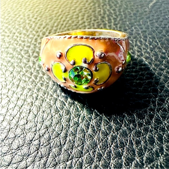 COLORFUL CLOISONNÉ SILVER PLATED RING - Picture 2 of 5